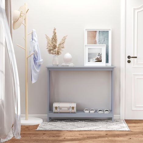 Stylish Grey Console Table with Storage Shelf for Living Room or Entryway,Sturdy Frame and Farmhouse Design,Easy Assembly