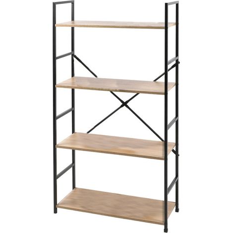 Bibliothèque industrielle à 4 étagères "Colorado" - Noir/Marron clair - L 58,5 x l 23,5 x H 112 cm - Livraison gratuite (1/5)