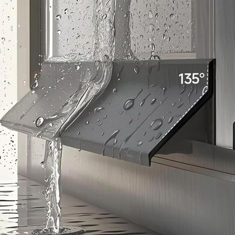 Protector antigoteo autoadhesivo para ventanas, de 2 metros de largo y 5,5 cm de ancho, con ángulo de 135°, impermeable, de color negro. (1/5)