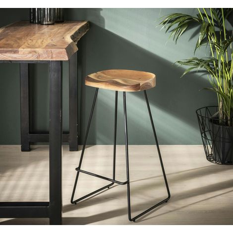 Tabouret de bar bois massif métal MELBOURNE (1/5)