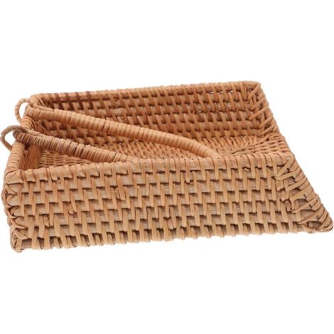 Plateau porte-serviettes boîte rangement mouchoirs couvercle rotin tissé main rangement fonctionnel décoration champêtre rotin lisse (1/5)