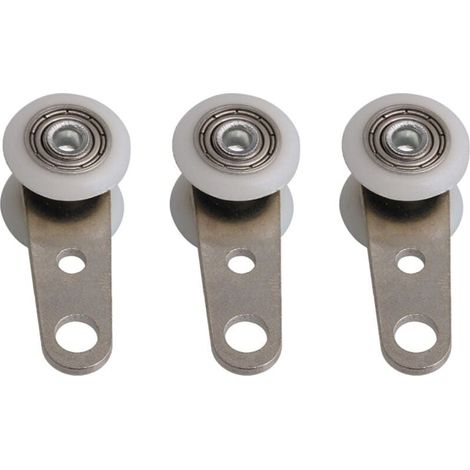 Lot de 10 roulettes pour baies vitrées ou portes coulissantes - en métal et en plastique - 4,5 x 1,9 cm (1/4)