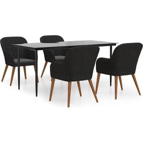 Maison Exclusive - 5-tlg. Garten-Essgruppe mit Kissen Schwarz (1/5)