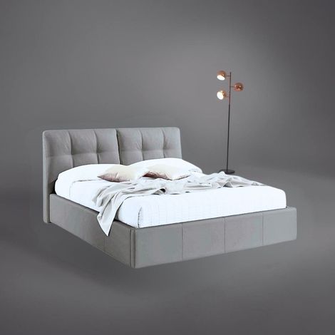 Letto matrimoniale con contenitore Melia tessuto grigio (1/5)
