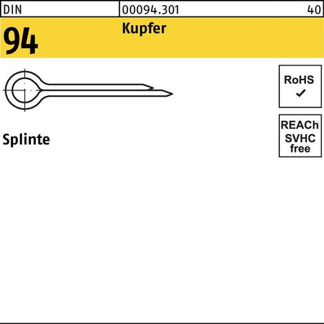 DIN 94/ISO 1234 Splinte Kupfer 6,3 x 63 Cu S 50 Stk (1/2)