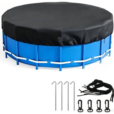 Couverture de Piscine Ronde de 243 cm, avec Protection UV et Cordon de Serrage, Pliable et Robuste, imperméable et Anti-poussière (1/5)