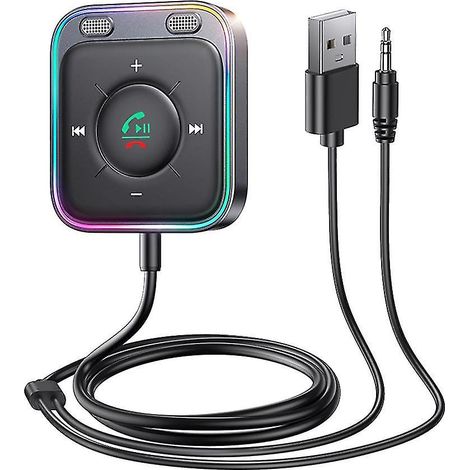 Adaptateur Bluetooth 5.3 pour voiture avec double microphone amélioré, réduction de bruit ENC et prise audio auxiliaire 3,5 mm. (1/5)