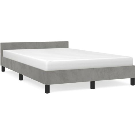 Lit double  Lit adulte  Cadre de lit sans matelas gris clair 120x190 cm velours (1/5)