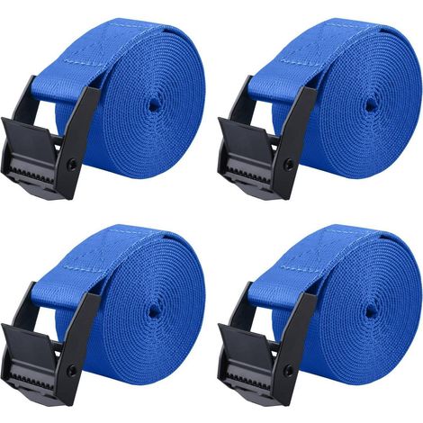 Spanngurt 200kg Belastbarkeit, 25mm Breite, 5m Länge, 4 Stück, Blau