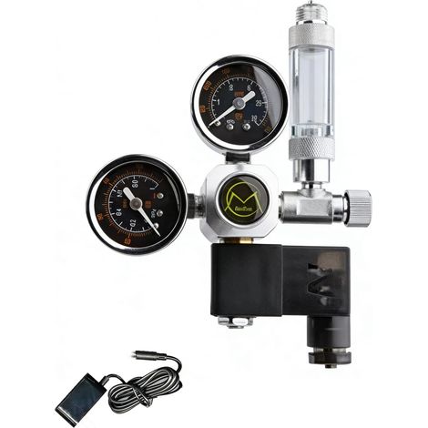 Co2 Aquarium,Régulateur Co2 pour Aquarium, Double Manomètre avec Électrovanne, avec Compte-Bulles, Interface w21.8 (1/5)