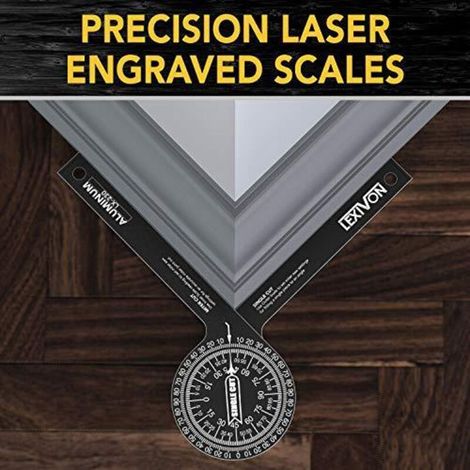 Rapporteur d'onglets en aluminium à 360° Appareil de mesure d'angles Jauge Règle d'angle Goniomètre Outil de mesure pour des coupes d'onglet précises (1/4)
