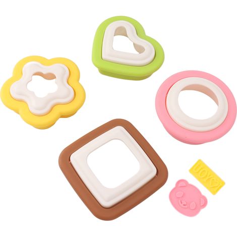Ensemble de 10 emporte-pièces à sandwich amovibles en forme de fleur, de cœur et de rond, pour la cuisson de pain grillé et de biscuits. (1/5)