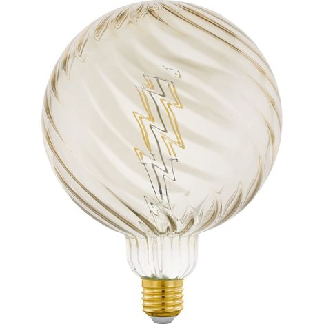 EGLO LED E27 dimmerabile, grande lampadina vintage ambra di medie dimensioni con disegno, illuminazione retrò a globo, 2,5 Watt (equivalente a 20 W), 200 Lumen, 2200k, G150, Ø 15 cm