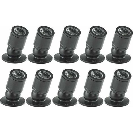 Focos LED empotrables, 1W, negros, luz cálida, 10 unidades – para armarios, vinotecas o joyeros, clase energética A+.