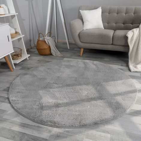 [JAMAIS UTILISÉ]Shaggy Tapis Haut Poil Peluche Unis Modern, Couleur: Anthracite, Dimension:100 cm Rund