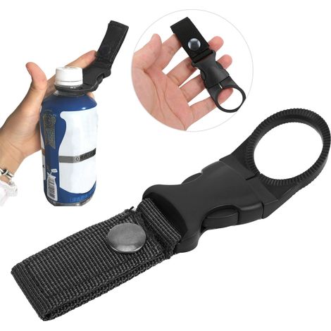 Porte-bouteille d'extérieur avec clip réglable pour randonnée, vélo et pêche - Noir (1/5)
