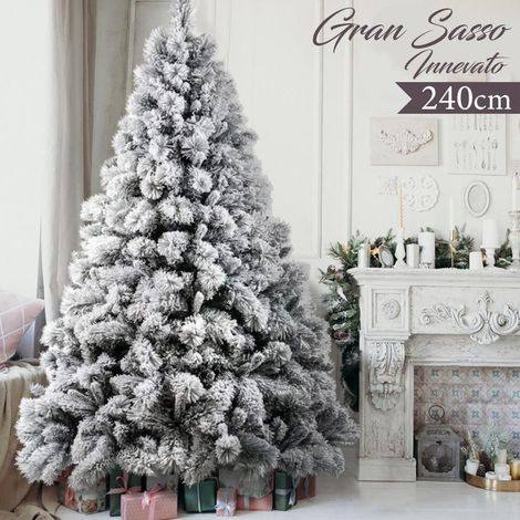 Albero Di Natale Innevato Gran Sasso 240cm 2049 Rami Super Folto Effetto Neve (1/5)