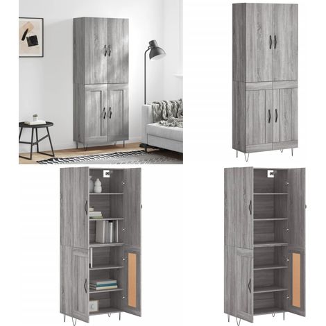Highboard Grau Sonoma 69,5x34x180 cm Holzwerkstoff - Holzwerkstoff - Schrank (1/5)