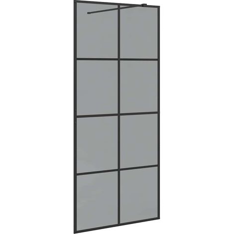 Parete Doccia Walk-in Nero 90 x 195 cm vetro temperato vidaXL