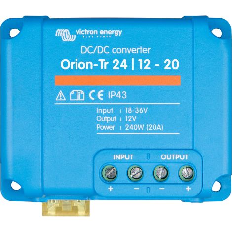 Victron – Régulateur solaire 24V/12V 20A non isolé – Rendement > 95% – Protection IP43 – Bornier de connexion sans outil