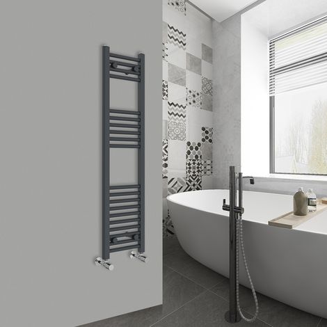 WarmeHaus Straight Anthracite Bathroom Ladder Radiator 1200x300mm (1/5)