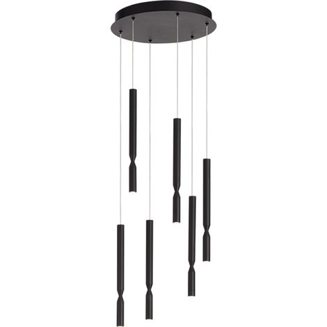 Lampada a sospensione LED a 6 Luci in metallo verniciato 35 cm Nero TUBIC (1/4)