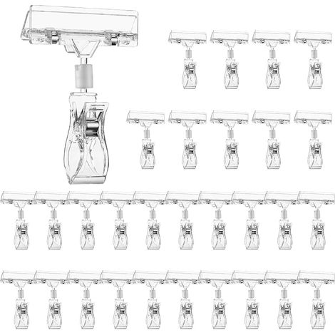 Packung mit 30 transparenten Displayclips, Etikettenhaltern für den Einzelhandel, Preisschildclips aus Kunststoff, Acrylclips