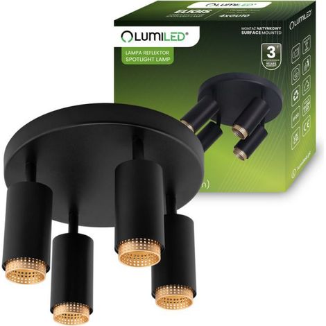 Plafonnier Spot - 4x GU10 - Orientable - Finition Noire - Métal - Pour Intérieur Moderne - 1 Pièce (1/5)