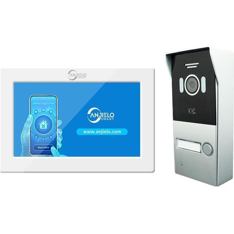 Tuya Système d'intercom vidéo à 2 fils avec caméra 1080P et écran tactile de 7 pouces - Kit de sonnette visuelle WiFi avec carte 32 G, snapshot automatique, déverrouillage à distance