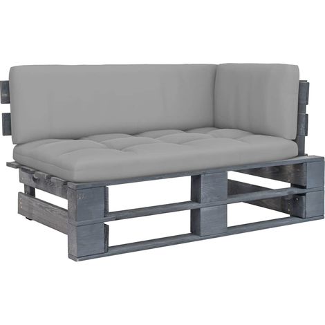 Canapé d'angle palette de jardin-Salon de jardin Sofa extérieur Gris Bois de pin imprégné 444117 (1/5)