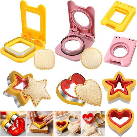 4 Pièces Coupe Sandwich Scellant Coupe Sandwich et Scellant Emporte Pièces Sandwich Cutters Sealer pour Sandwichs, Biscuits, Pain (1/5)