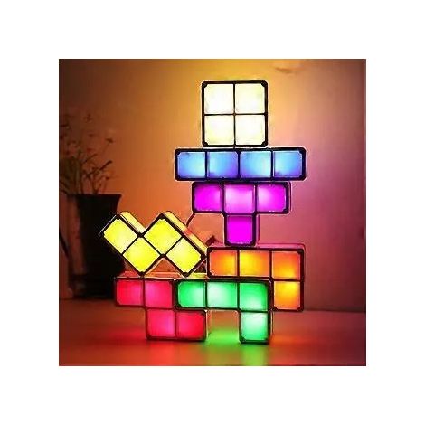 Filiyano – lampe de table USB – Veilleuse empilable pour enfants, lampe de table USB à détection de puzzle, lampe cube puzzle Tangram à monter (1/5)