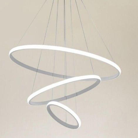 TRADE SHOP - Lampadario Sospeso Led 72w 3 Cerchi Pendente Rotondo Anelli Bianco Luce 4000k 50255 -