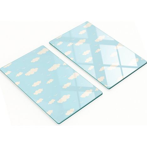 Tableros de vidrio decorativos multifuncionales con estampado de nubes, 2x30x52 cm.