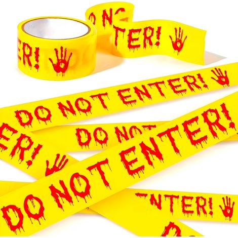 Ruban de signalisation Halloween « Ne Pas Entrer », Ruban Décoratif à Empreintes de Mains pour Décoration de Fête (1/5)