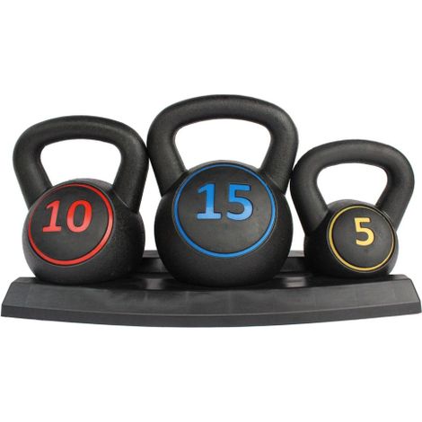 Kettlebell Set 5/10/15 lb, kompaktes Kettlebell Gewichte Set mit rutschfestem Griff, Home Gym Kettlebell Set für Krafttraining Fitness Rehabilitation