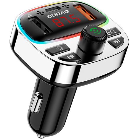 Transmisor de coche R2PRO+ con puertos de carga PD de 25 W, Bluetooth 5.3 RGB, negro y plateado (1/5)