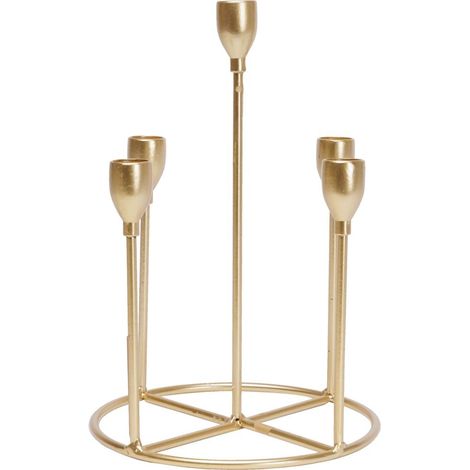 TrendLine Kerzenhalter Metall Ø 18 cm gold Kerzenständer für Stabkerzen