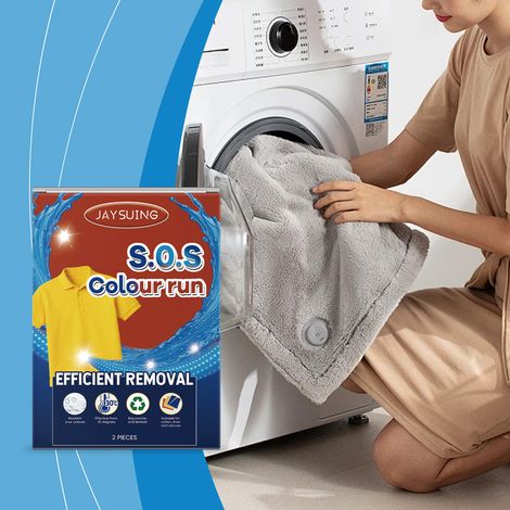 Multi-functional stain remover and color protectant cleaning powder for clothes - removes oil stains, softens fabrics, protects colors, and leaves a fragrance. -- 2 PIECES (1/5)
