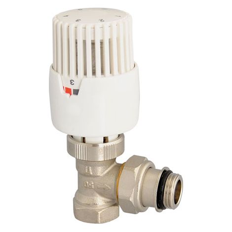 Somatherm – Robinet thermostatique équerre femelle 3/8' – Corps laiton nickelé – Plage de réglage 6,5° à 28°C – Système de montage rapide