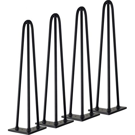 4-teiliges DIY-Haarnadelbein-Set für Tisch- und Stuhlbeine mit 3 Stangen, 16 Schrauben + 4 Fußschonern, Höhe 30 cm, Stangendurchmesser 10 mm