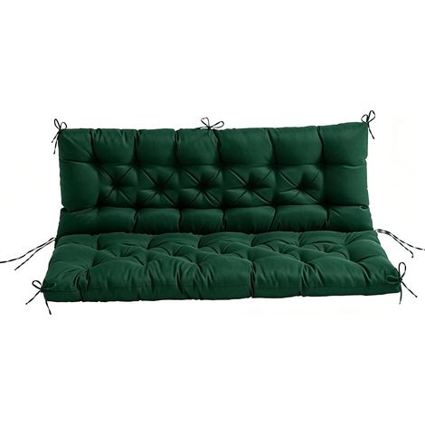 Coussin pour Banc de Jardin avec Dossier déperlant et résistant aux UV pour l'intérieur et l'extérieur Coussin d'assise avec Dossier pour balancelle (Vert foncé, 100 50 50 10 cm) (1/5)