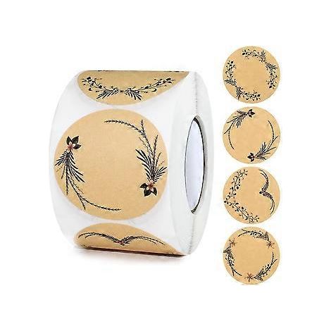 Étiquettes autocollantes rondes en papier kraft, faites à la main, pour cadeaux (500 pièces), lot de 2024 (1/4)