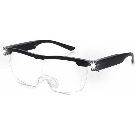 Loupe grossissante 160 % - Fonctionne sur piles - Avec lumière LED - Loupe puissante - Lunettes mains libres pour travaux de précision, loisirs créatifs, fabrication de bijoux, lecture et détente (1/4)