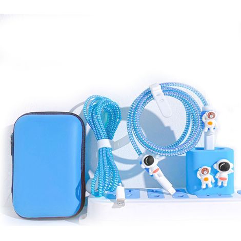 Coque de Protection Respirante pour Chargeur 18W/20W - Lot de 6 Housses en Silicone Astronaute (Bleu) (1/5)