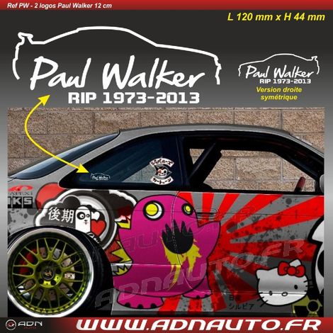 2 Autocollants RIP Paul Walker Blancs 12cm