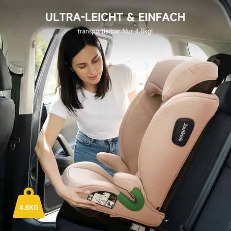 Siège auto i-Size R129 3,5-12 ans (100-150 cm), dossier réglable, appuie-tête, protection latérale, rehausseur Isofix léger rose (1/5)