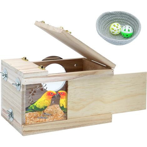 Nichoir en bois pour perruches et inséparables - Pour oiseaux sauvages, perruches, calopsittes et poulaillers (1/5)
