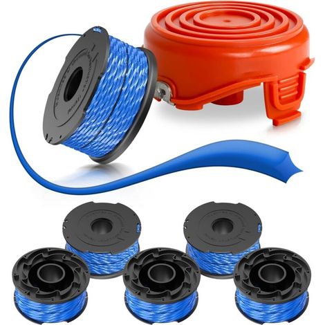 Applicable à Bobine de fil pour débroussailleuse Black & Decker A6441 avec capuchons A6442-XJ, compatible avec GL315, GL337, 6 bobines+2 couvercles (1/5)