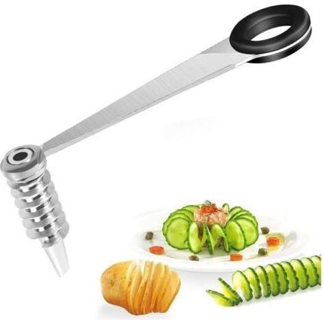 Potato Spiral Cutter, Stainless Steel Spiral Potato Cutter, Portable Vegetable Cutter for Cucumbers, Apples, Carrots, etc. (1/4)